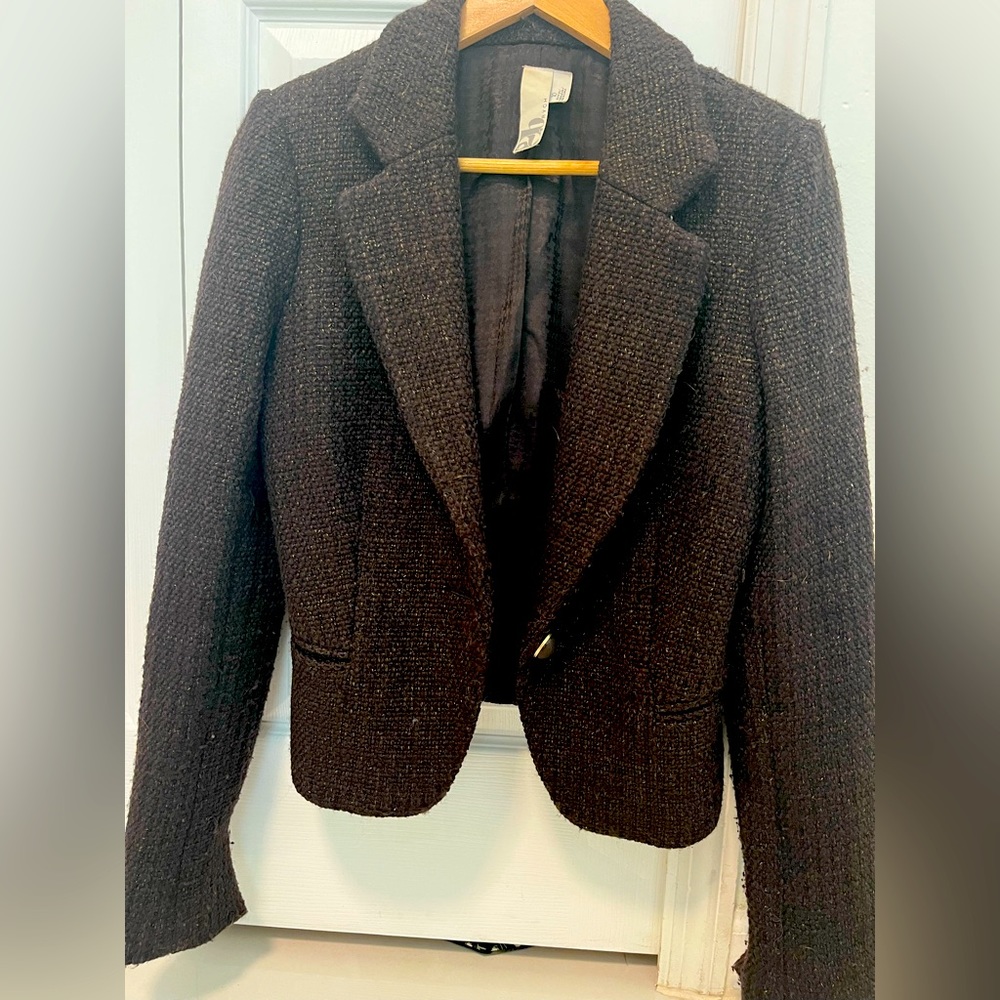 2brych tweet blazer chocolate with gold